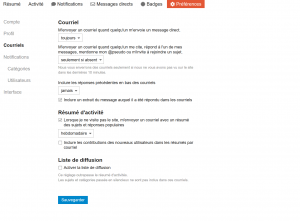 Courriel utilisateur